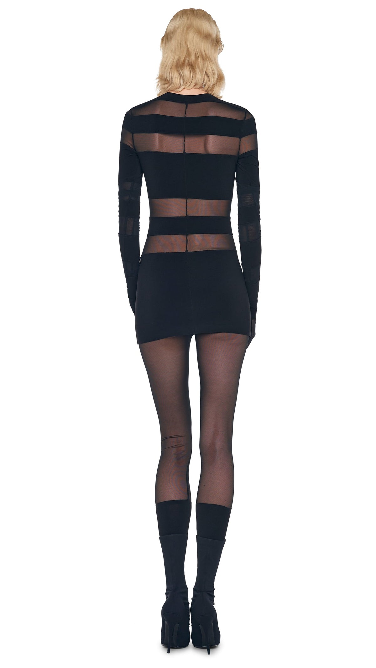 SPLICED PICKLEBALL DRESS Black/Black Mesh | Norma Kamali Women