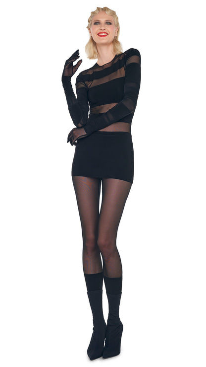 SPLICED PICKLEBALL DRESS Black/Black Mesh | Norma Kamali Women