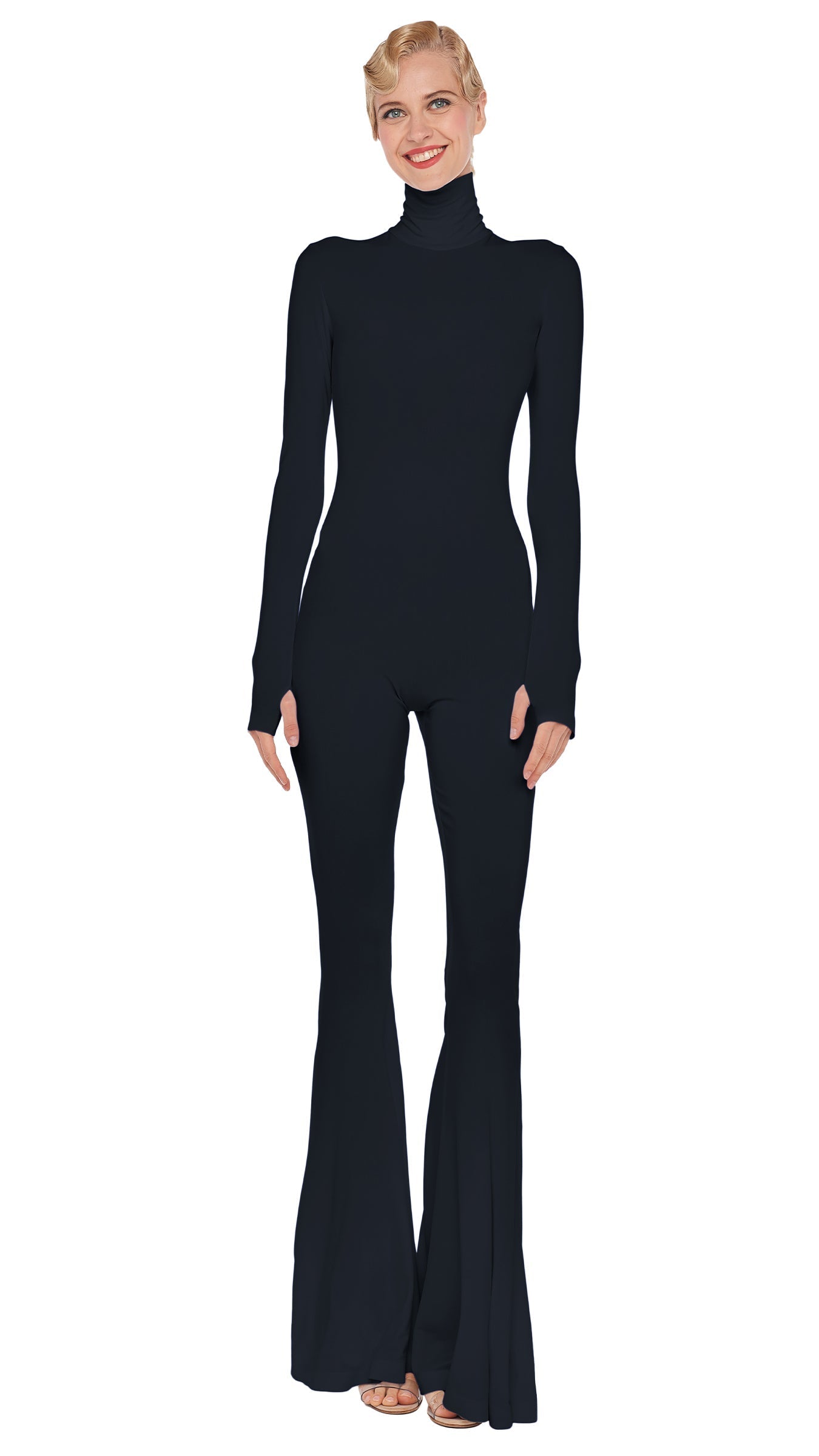 TURTLENECK FISHTAIL JUMPSUIT Black | Norma Kamali Women