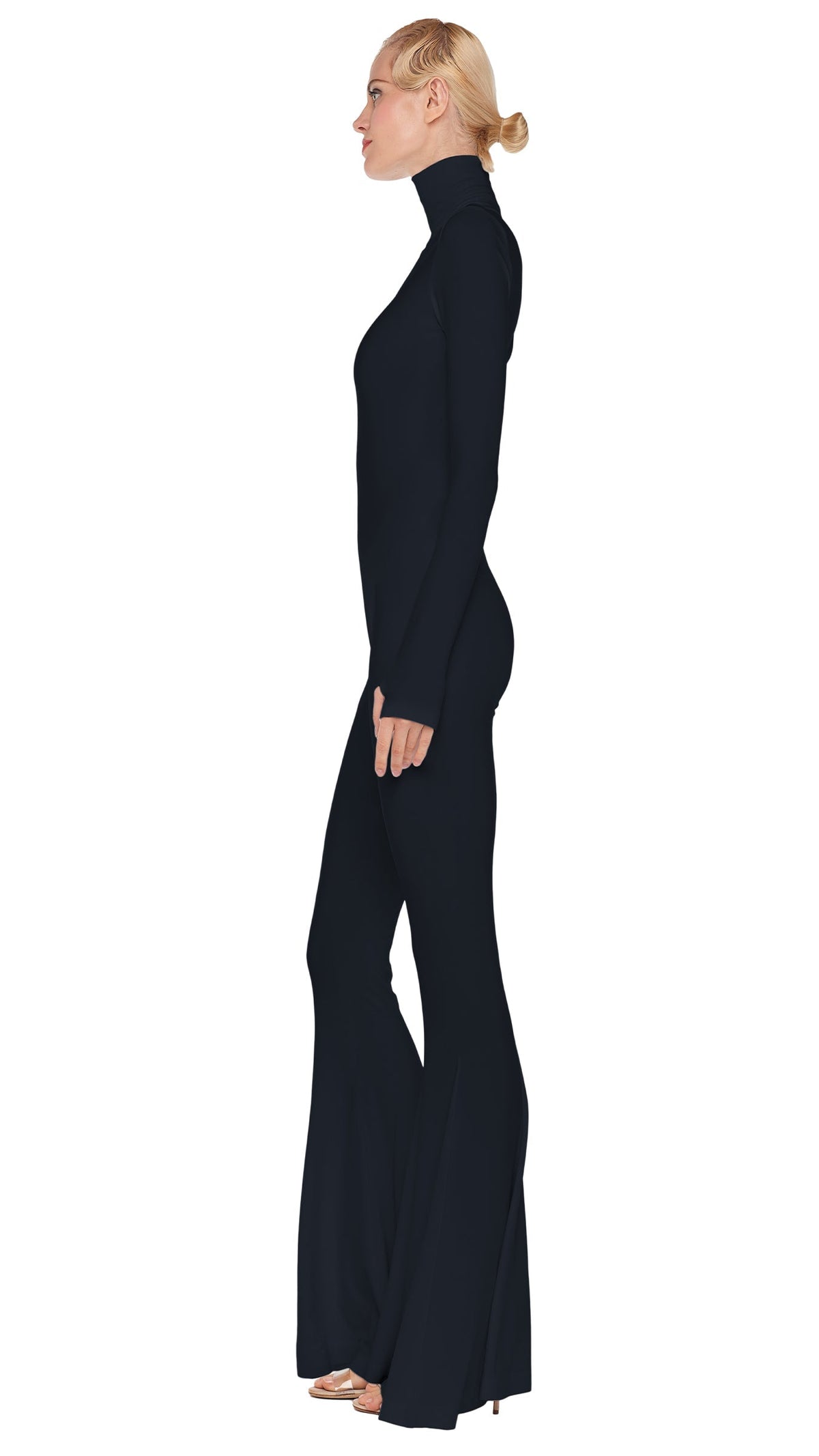 TURTLENECK FISHTAIL JUMPSUIT Black | Norma Kamali Women