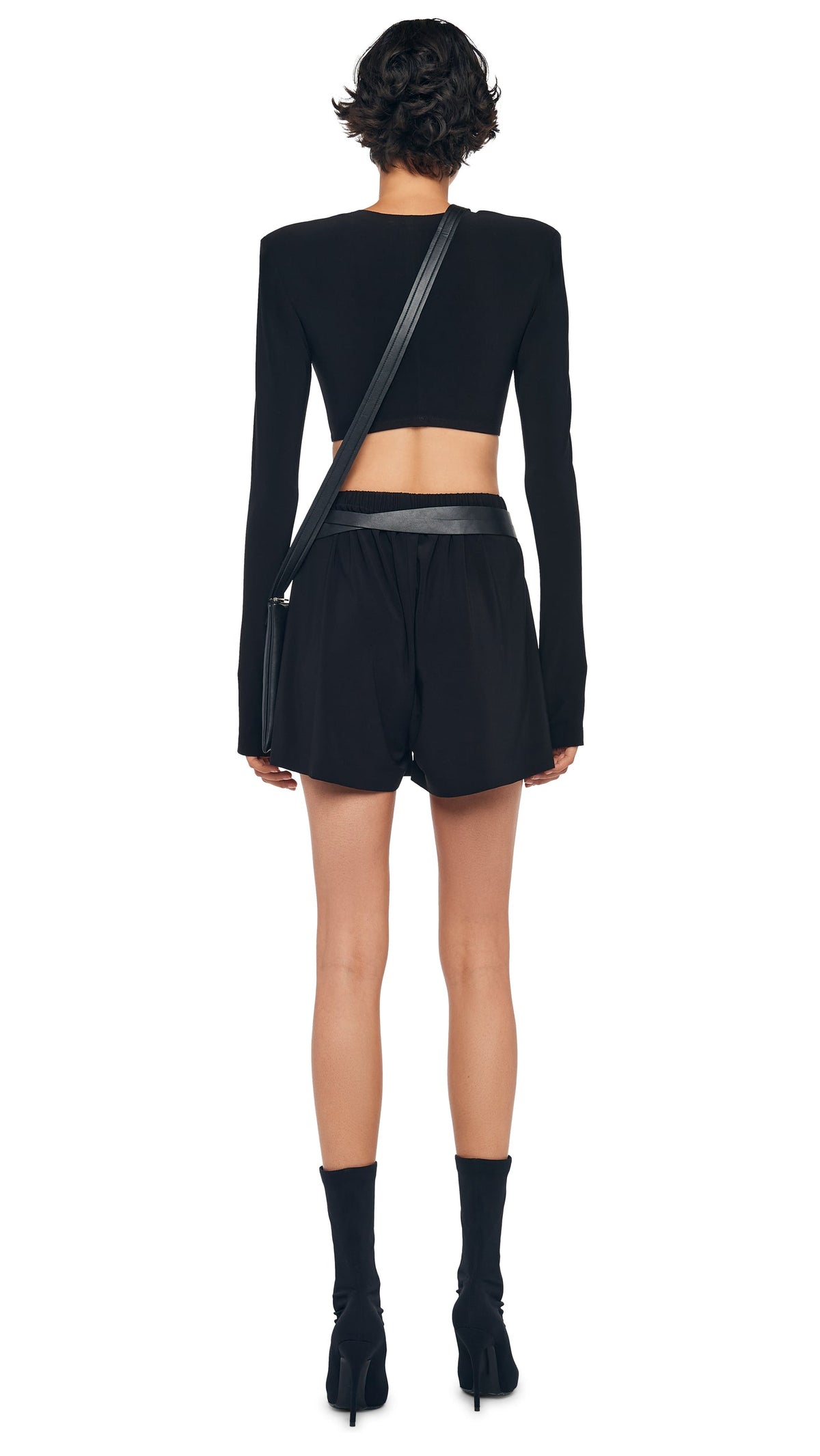 CROPPED SHOULDER PAD TOP Black | Norma Kamali Women