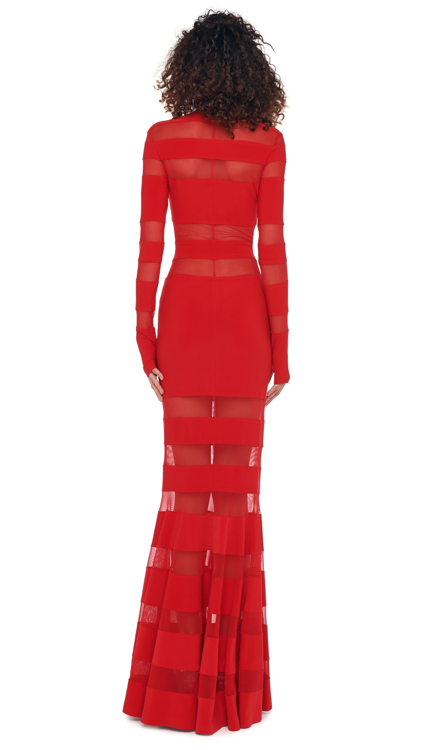 SPLICED DRESS FISHTAIL GOWN Tiger Red/Tiger Red | Norma Kamali Women