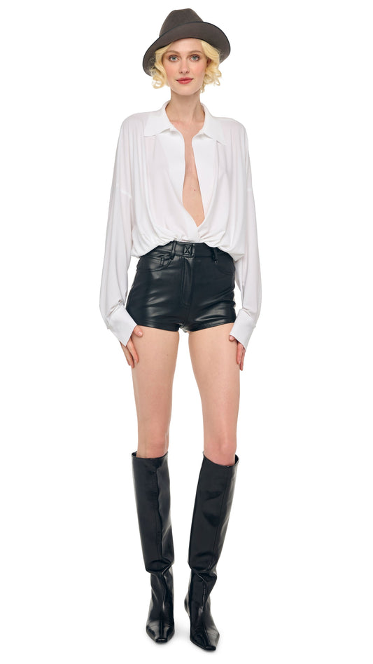 HIGH WAIST JEAN SHORT Black | Norma Kamali Women