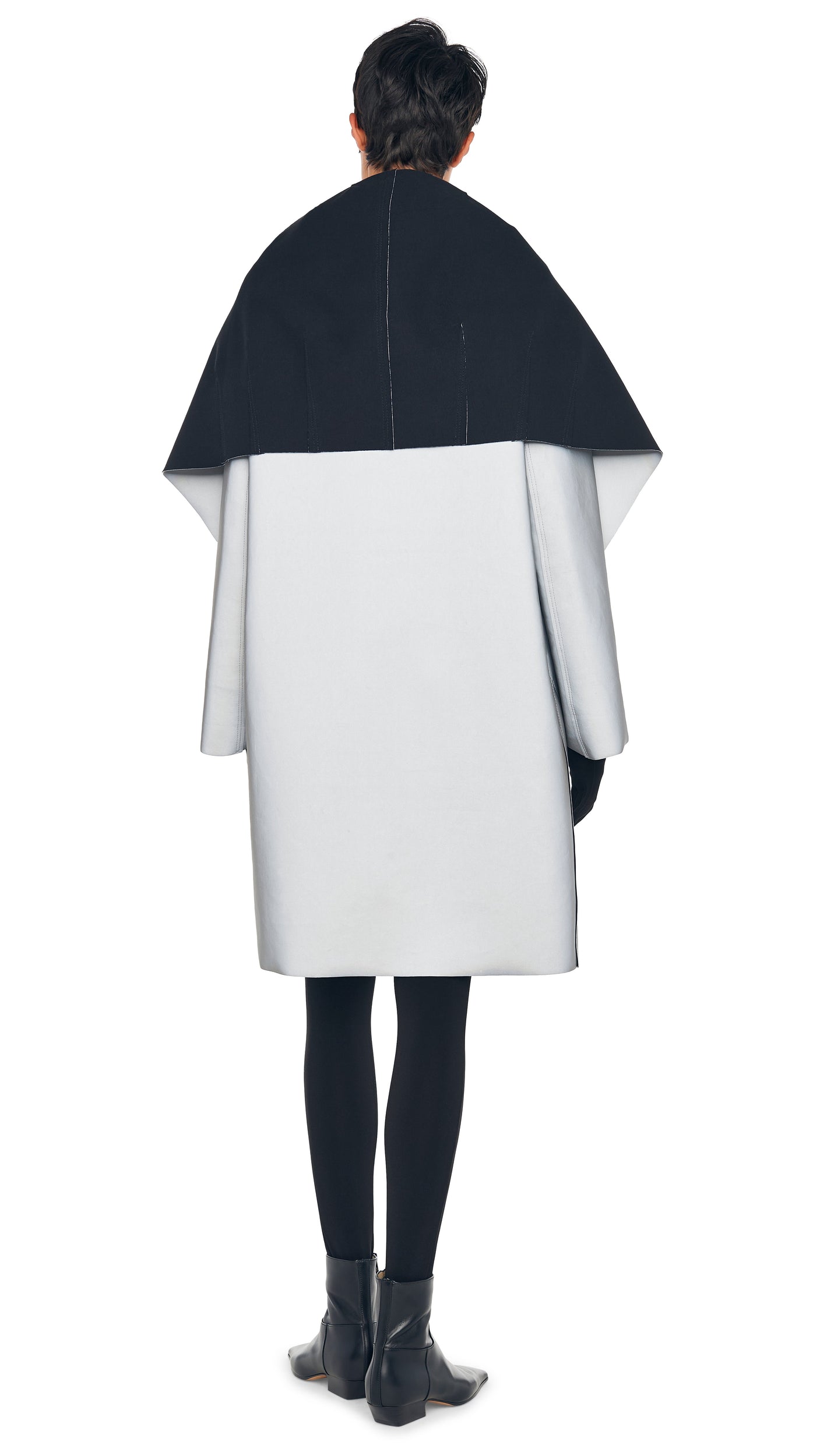 SHAWL COLLAR COAT REVERSIBLE Grey/Black | Norma Kamali Women