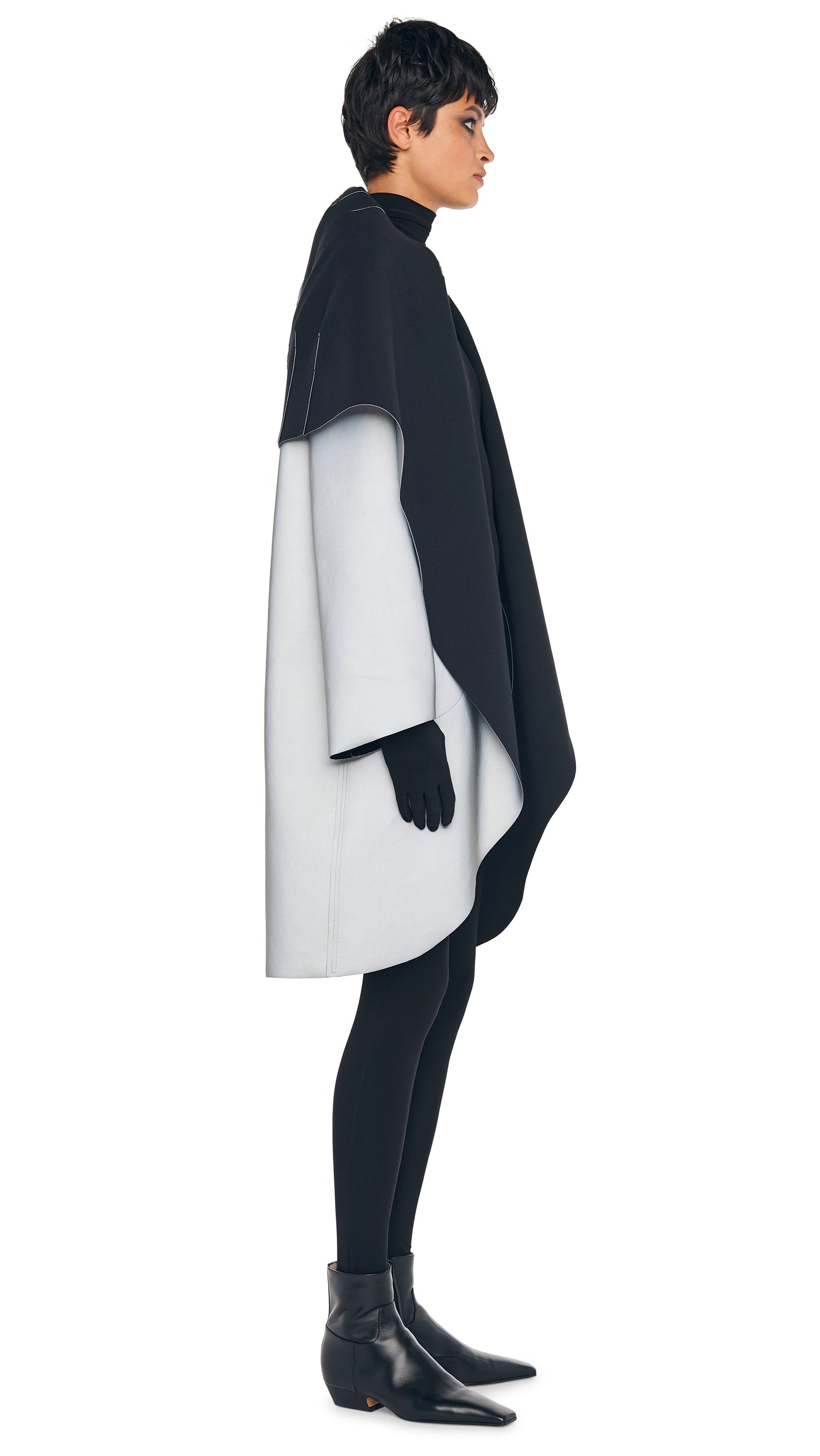 SHAWL COLLAR COAT REVERSIBLE Grey/Black | Norma Kamali Women