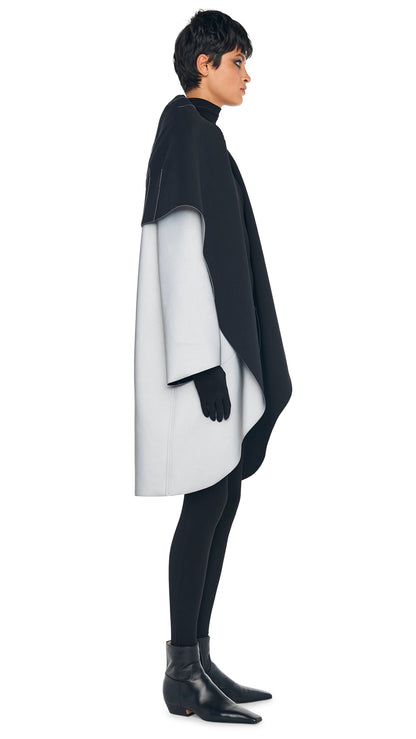 SHAWL COLLAR COAT REVERSIBLE Grey/Black | Norma Kamali Women