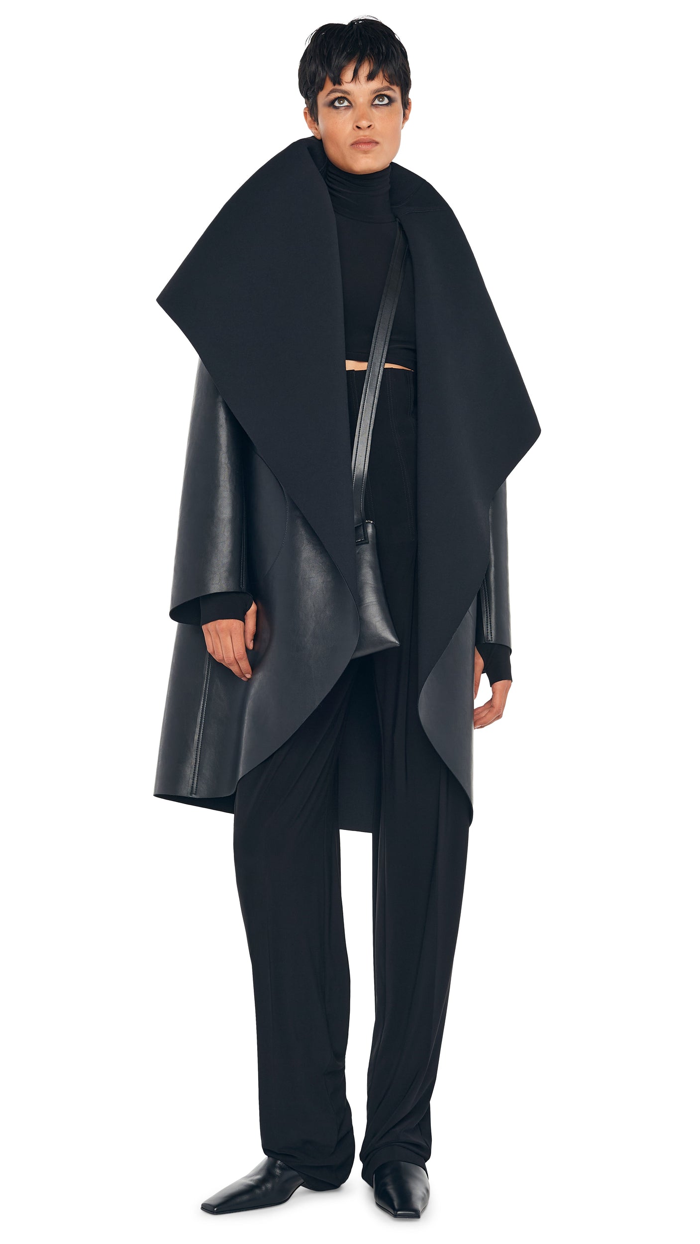 SHAWL COLLAR COAT REVERSIBLE Black/Black | Norma Kamali Women