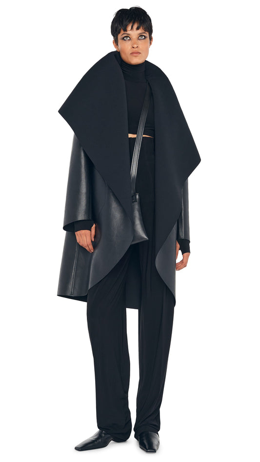 SHAWL COLLAR COAT REVERSIBLE Black/Black | Norma Kamali Women