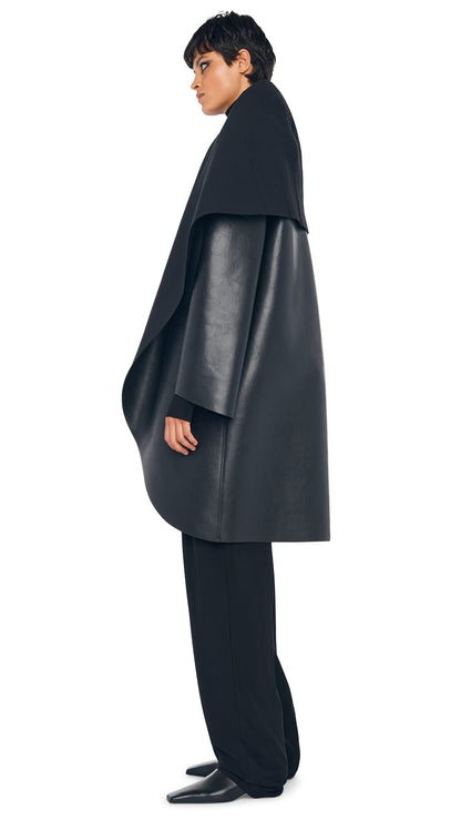SHAWL COLLAR COAT REVERSIBLE Black/Black | Norma Kamali Women