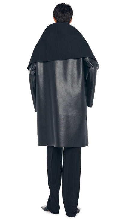 SHAWL COLLAR COAT REVERSIBLE Black/Black | Norma Kamali Women