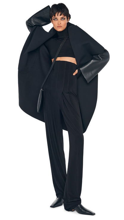 SHAWL COLLAR COAT REVERSIBLE Black/Black | Norma Kamali Women