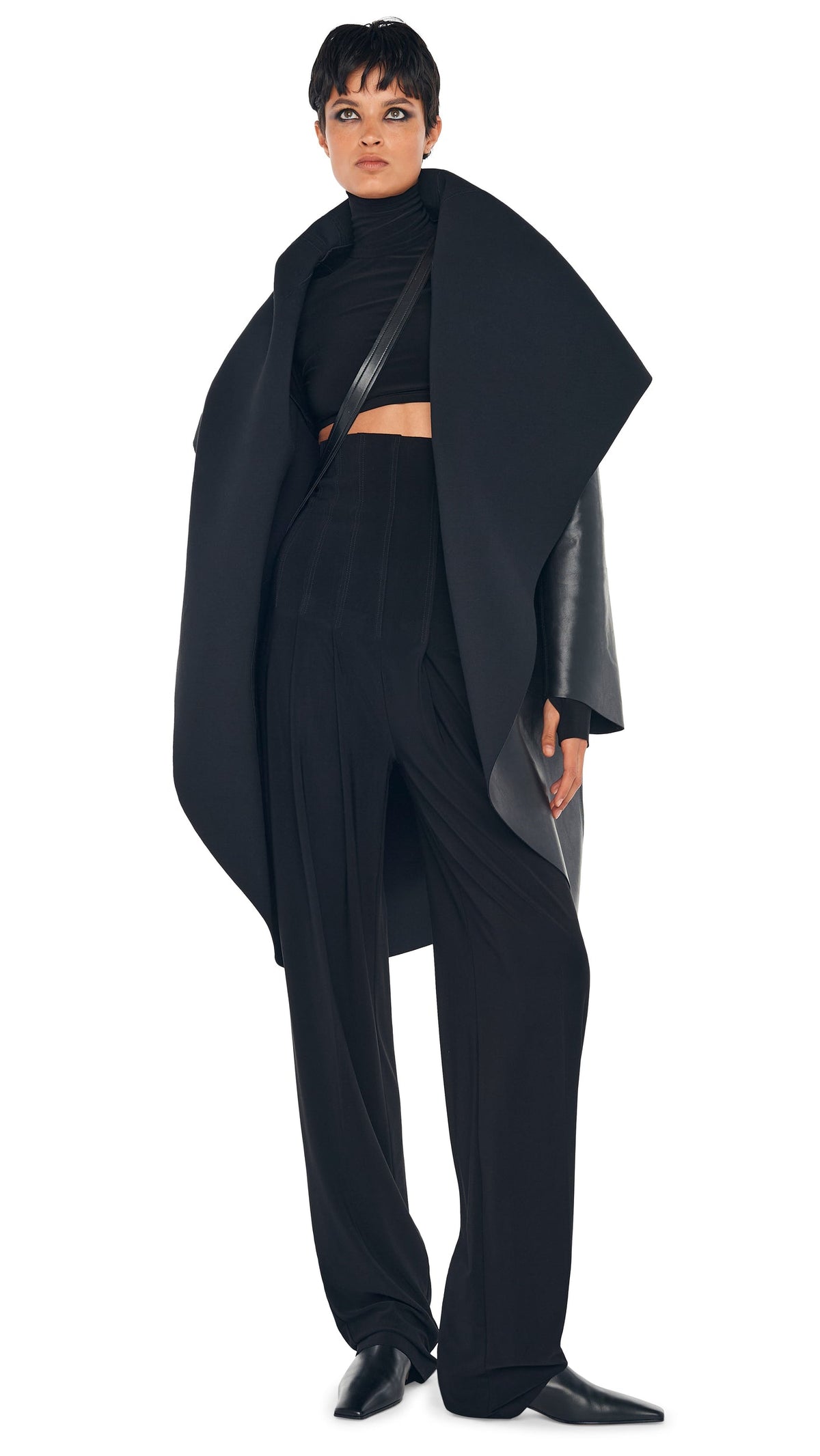 SHAWL COLLAR COAT REVERSIBLE Black/Black | Norma Kamali Women
