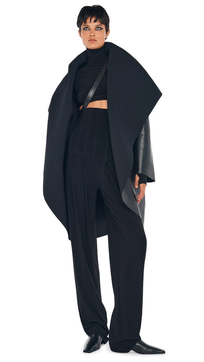 SHAWL COLLAR COAT REVERSIBLE Black/Black | Norma Kamali Women