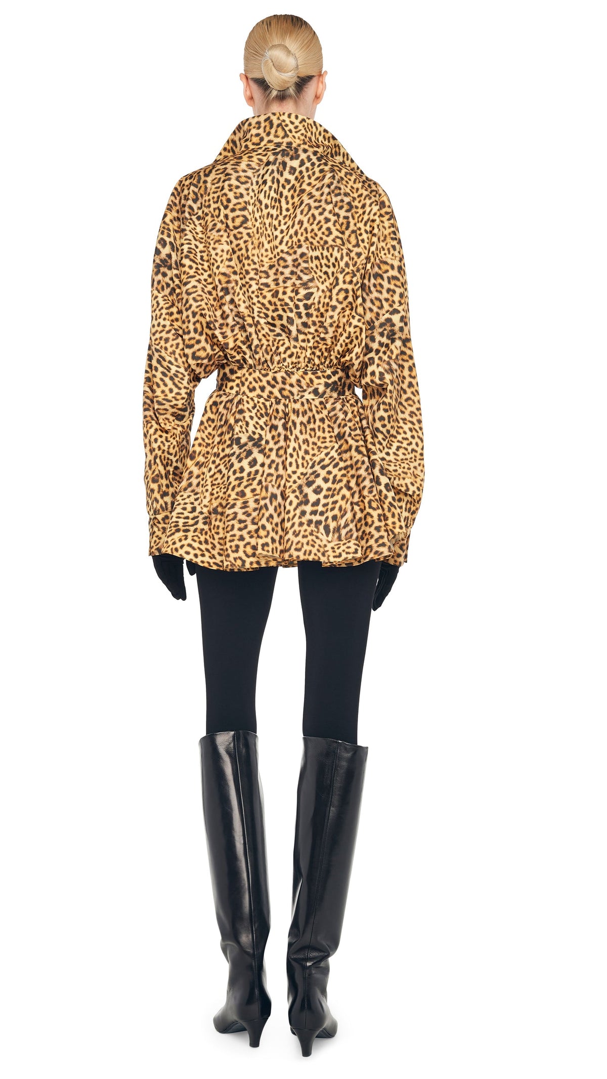 SUPER OS BF NK SHIRT FLARED MINI DRESS Cheetah Patch | Norma Kamali Women