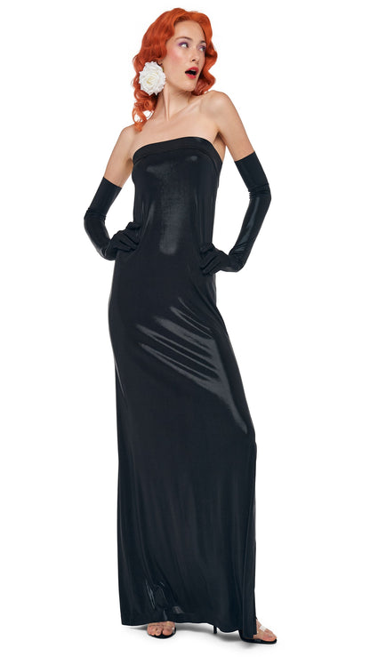 STRAPLESS TAILORED SIDE SLIT GOWN Black | Norma Kamali Women