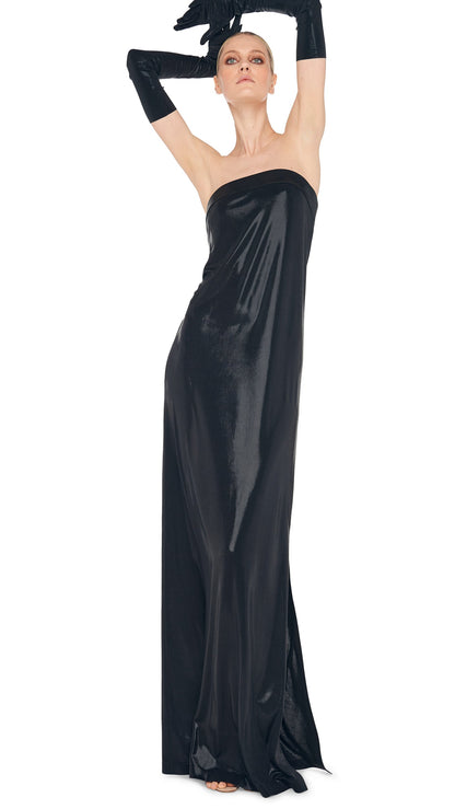 STRAPLESS TAILORED SIDE SLIT GOWN Black | Norma Kamali Women