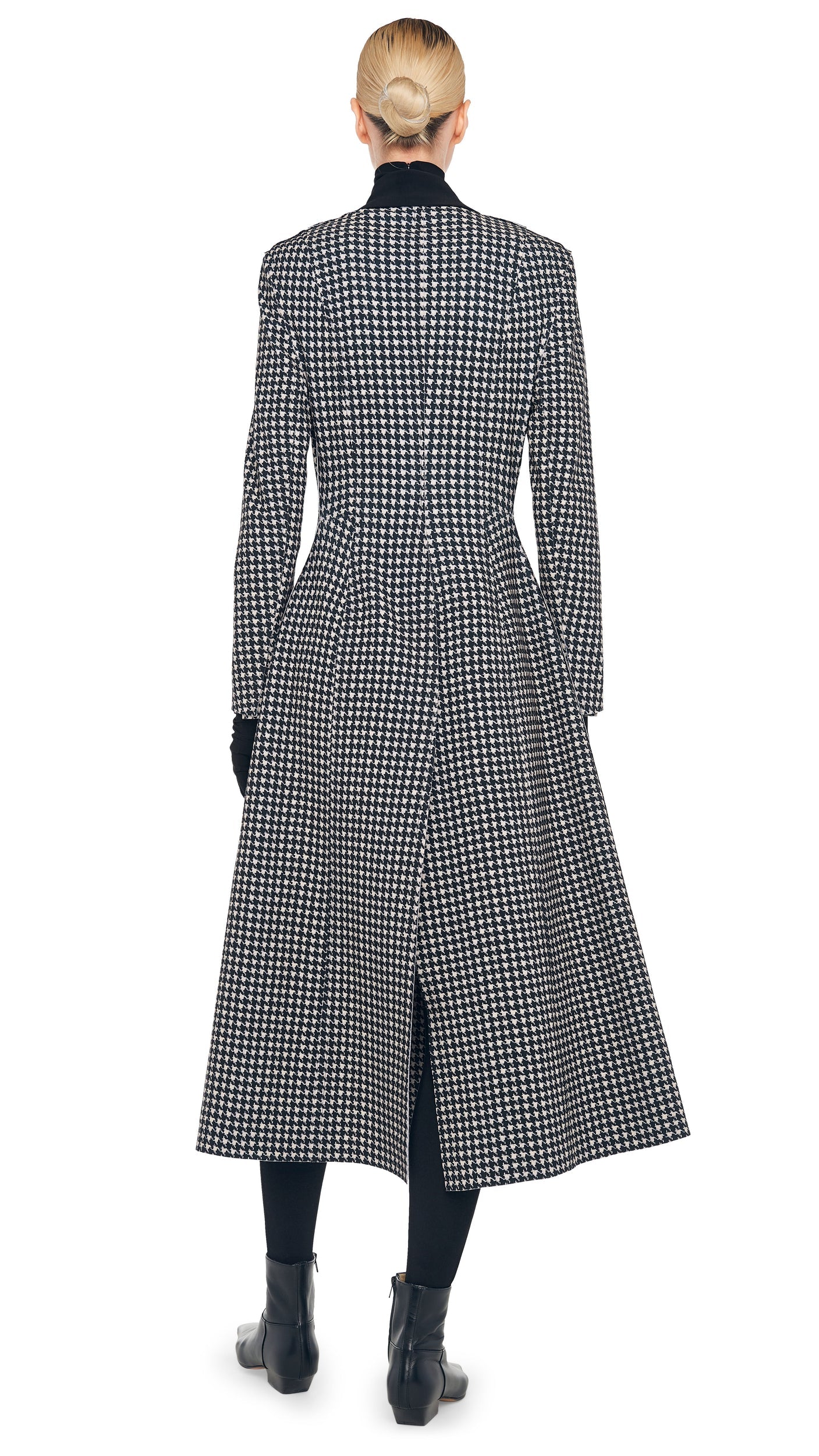 SINGLE BREASTED BOY FIT RIDING COAT Large Houndstooth/Black | Norma Kamali Women