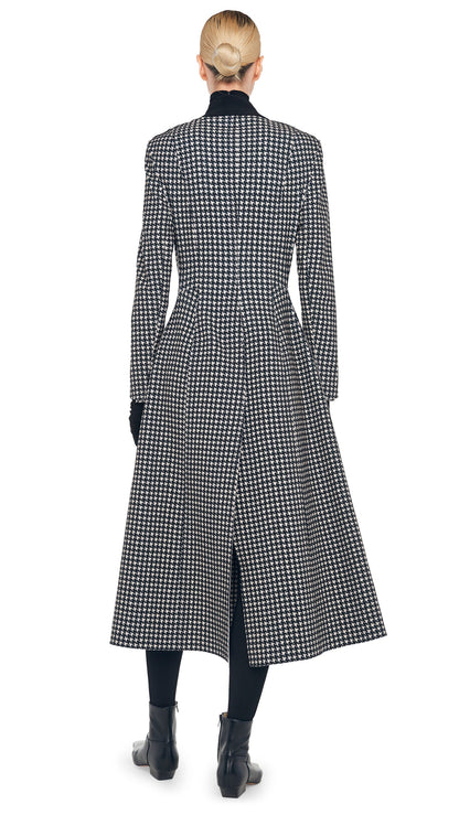 SINGLE BREASTED BOY FIT RIDING COAT Large Houndstooth/Black | Norma Kamali Women