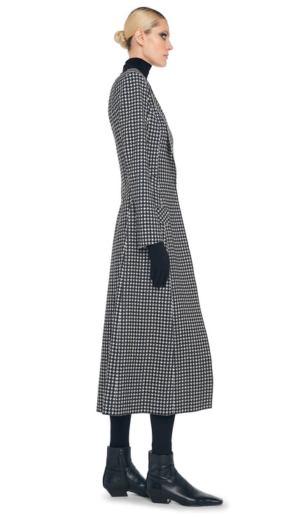 SINGLE BREASTED BOY FIT RIDING COAT Large Houndstooth/Black | Norma Kamali Women