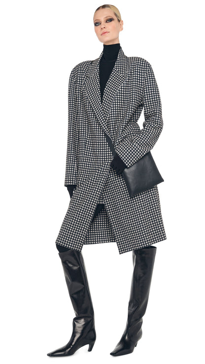 OVERSIZED DOUBLE BREASTED JACKET Large Houndstooth | Norma Kamali Women