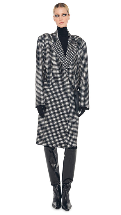 OVERSIZED DOUBLE BREASTED JACKET Large Houndstooth | Norma Kamali Women