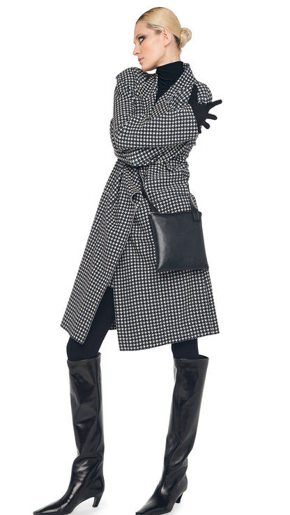 OVERSIZED DOUBLE BREASTED JACKET Large Houndstooth | Norma Kamali Women