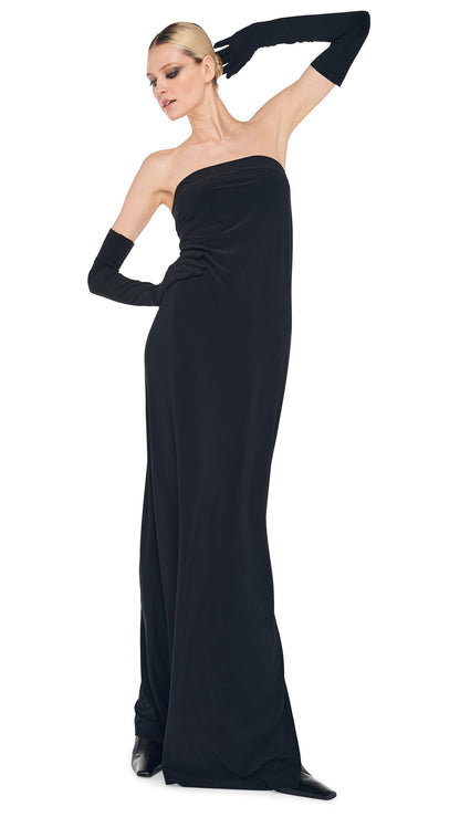 STRAPLESS TAILORED SIDE SLIT GOWN Black | Norma Kamali Women