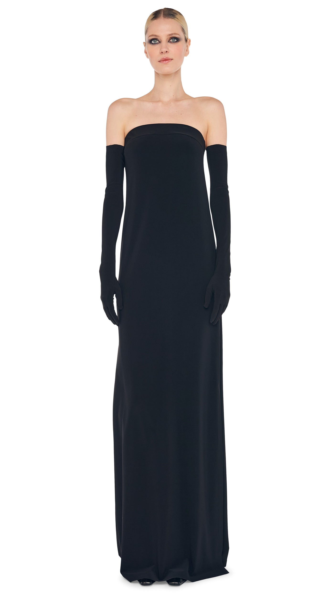 STRAPLESS TAILORED SIDE SLIT GOWN Black | Norma Kamali Women