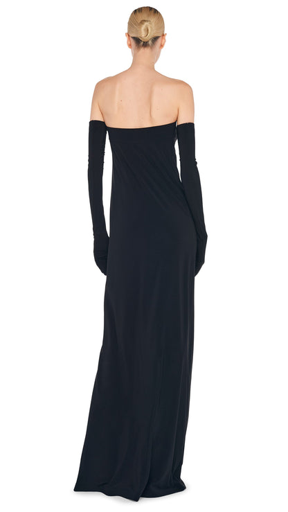 STRAPLESS TAILORED SIDE SLIT GOWN Black | Norma Kamali Women