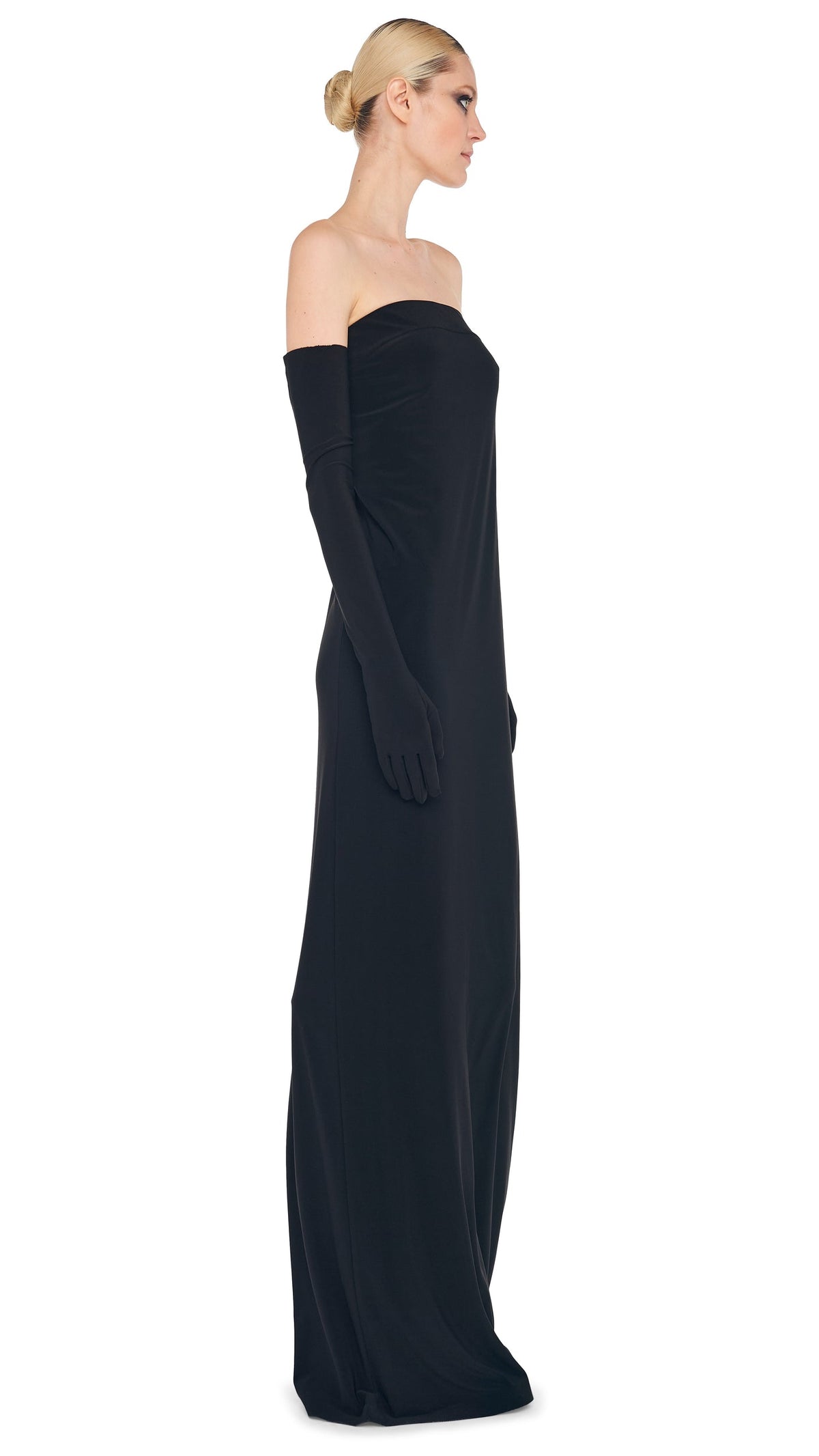 STRAPLESS TAILORED SIDE SLIT GOWN Black | Norma Kamali Women