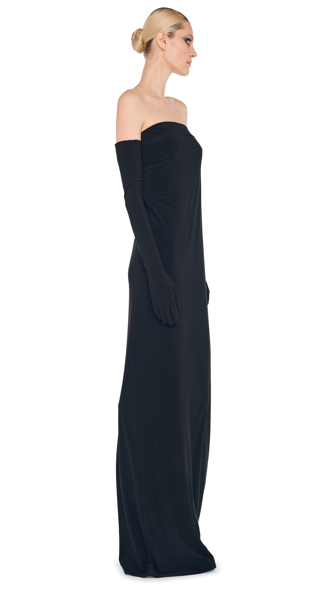 STRAPLESS TAILORED SIDE SLIT GOWN Black | Norma Kamali Women