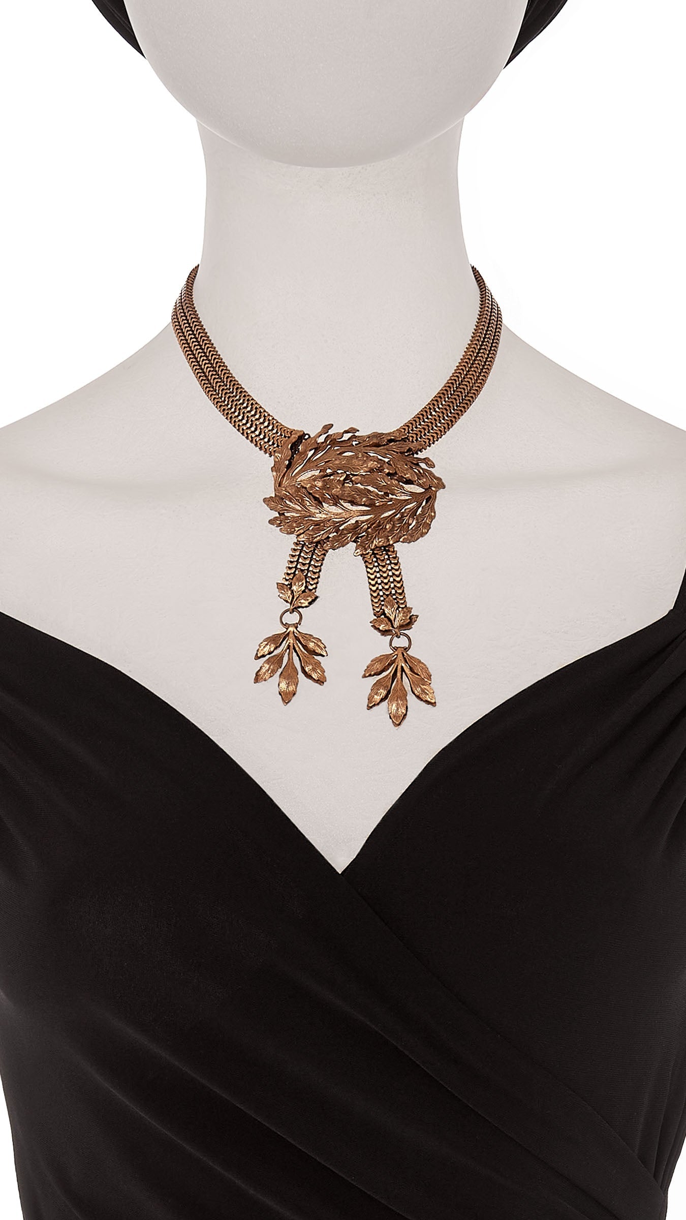 LEAF DROP PENDANT NECKLACE Brass | Norma Kamali Women