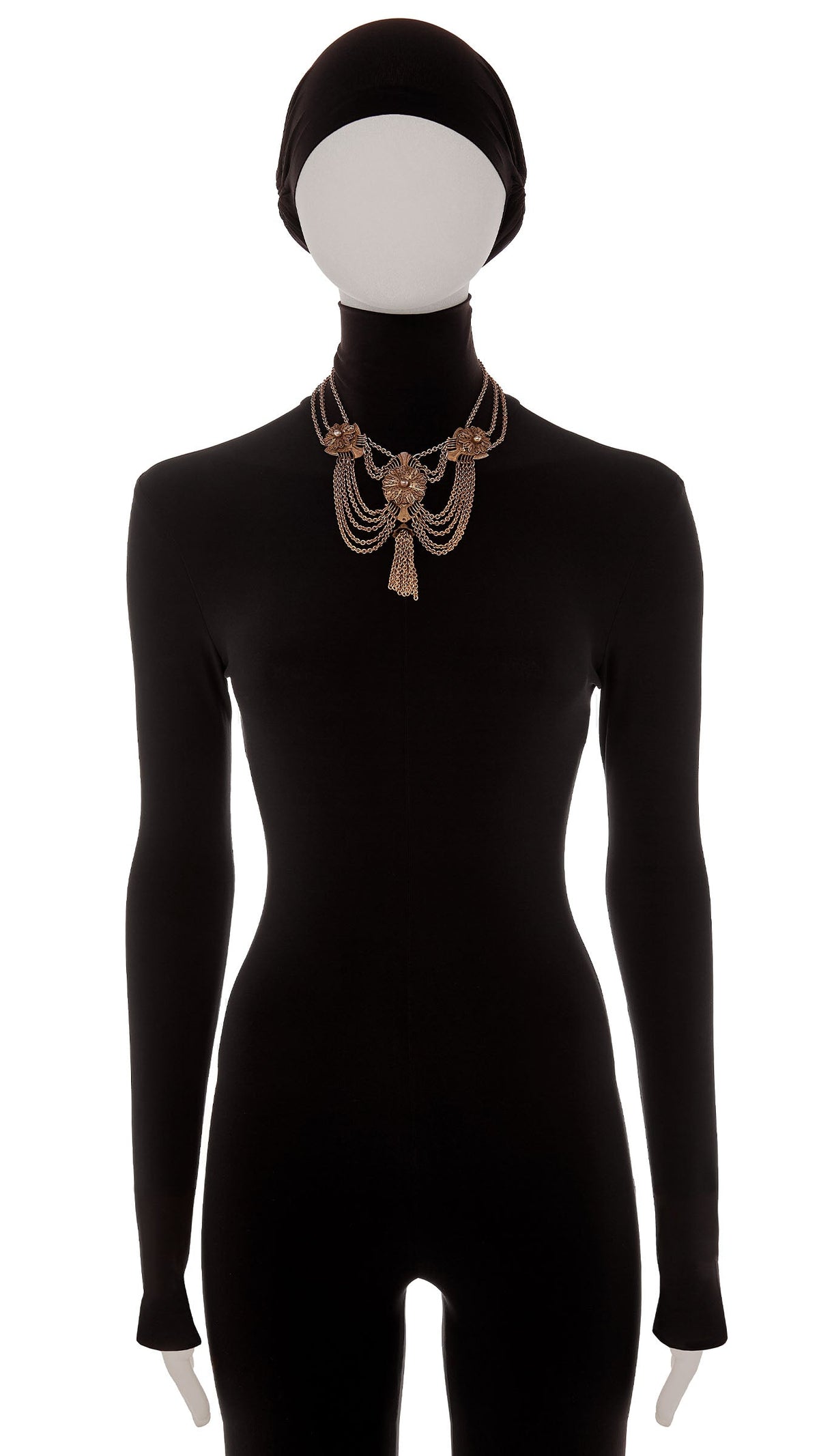 CHAIN DROP NECKLACE WITH TASSEL Brass | Norma Kamali Women