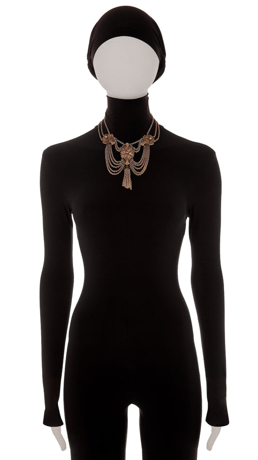 CHAIN DROP NECKLACE WITH TASSEL Brass | Norma Kamali Women