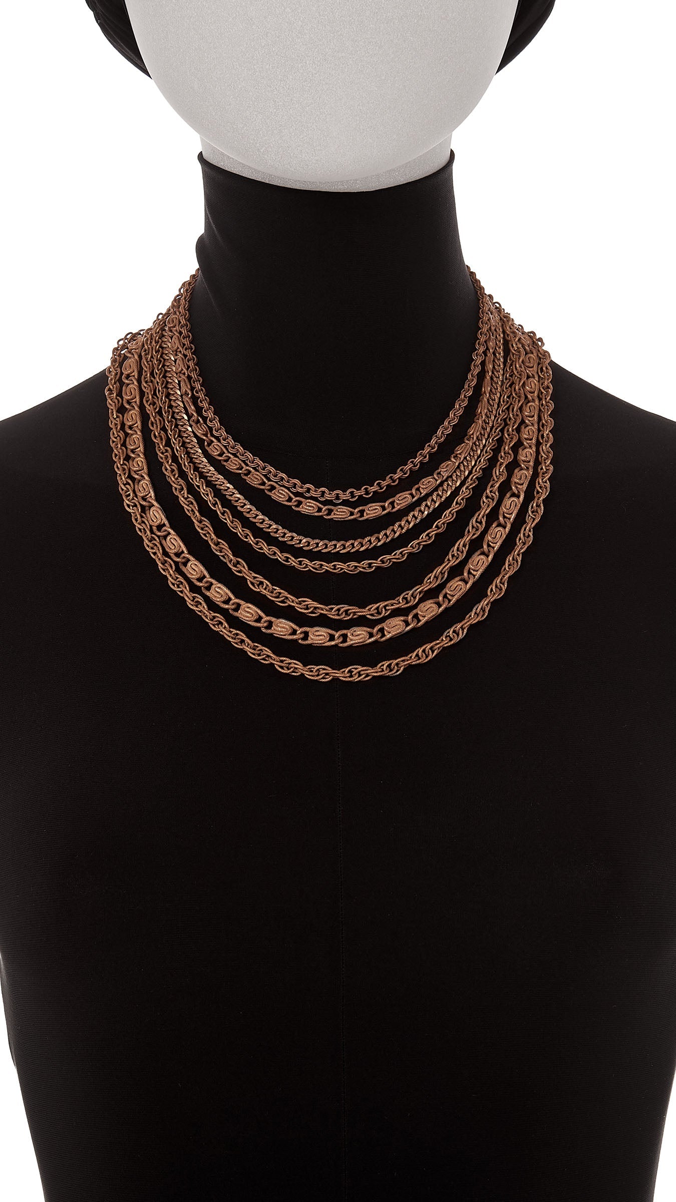 MULTI TIERED CHAIN NECKLACE Brass | Norma Kamali Women