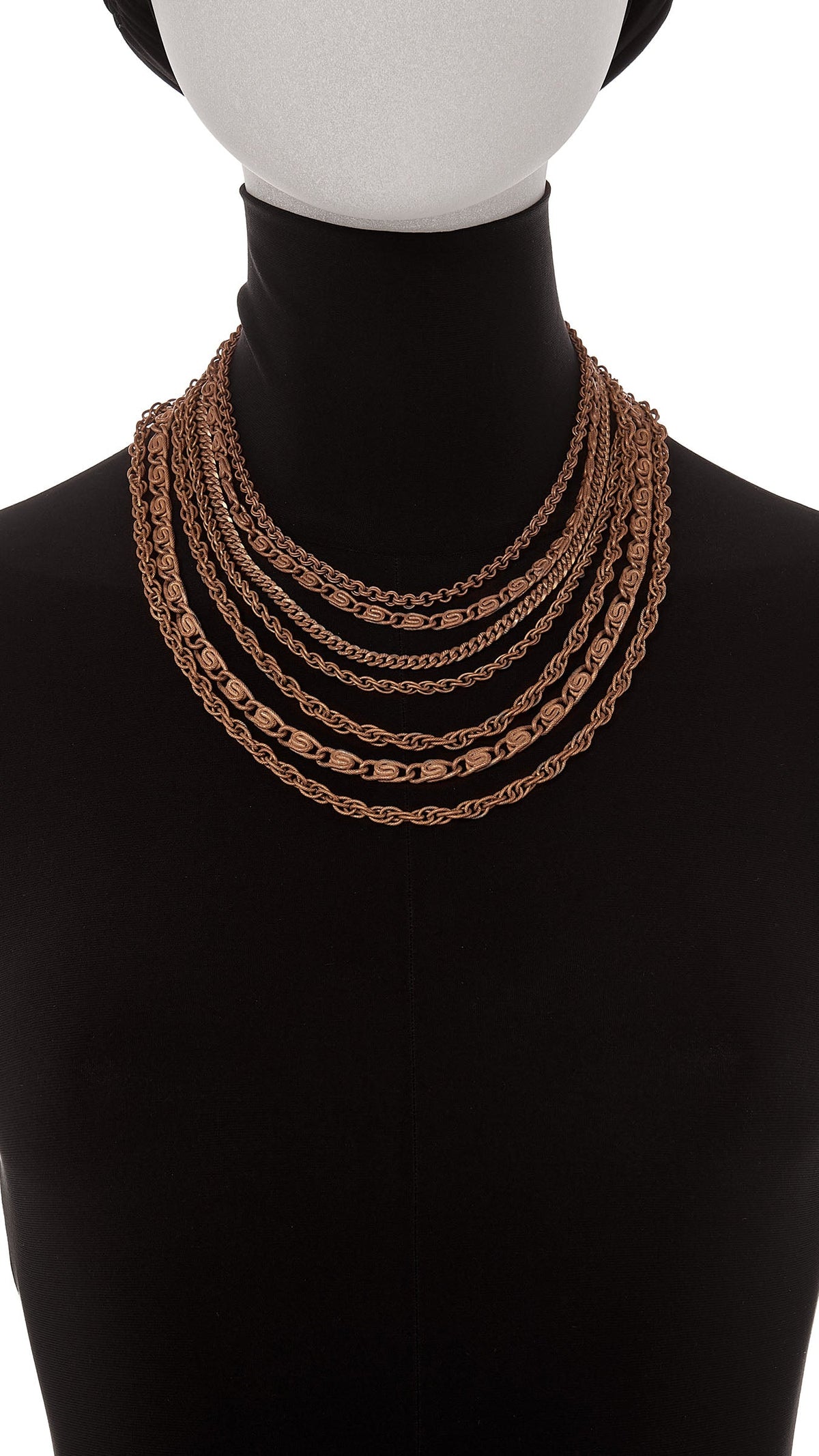 MULTI TIERED CHAIN NECKLACE Brass | Norma Kamali Women