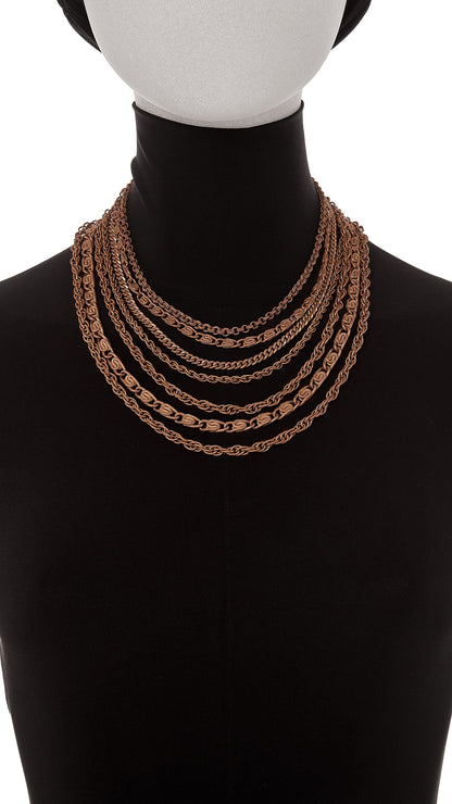 MULTI TIERED CHAIN NECKLACE Brass | Norma Kamali Women