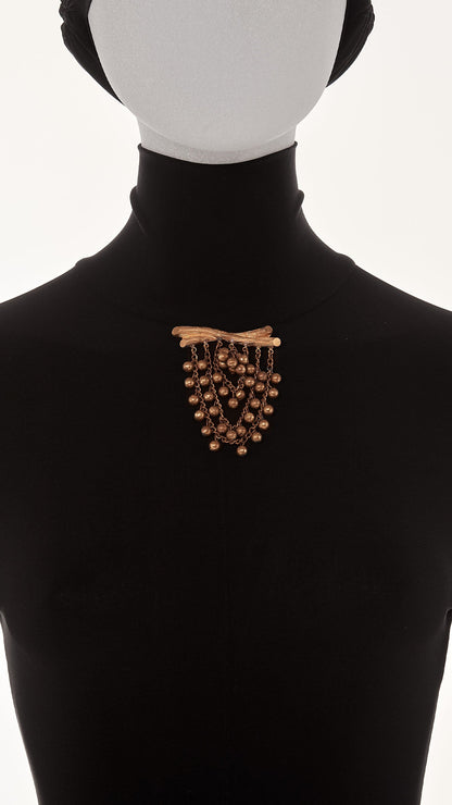 TIERED DROP BROOCH Brass | Norma Kamali Women