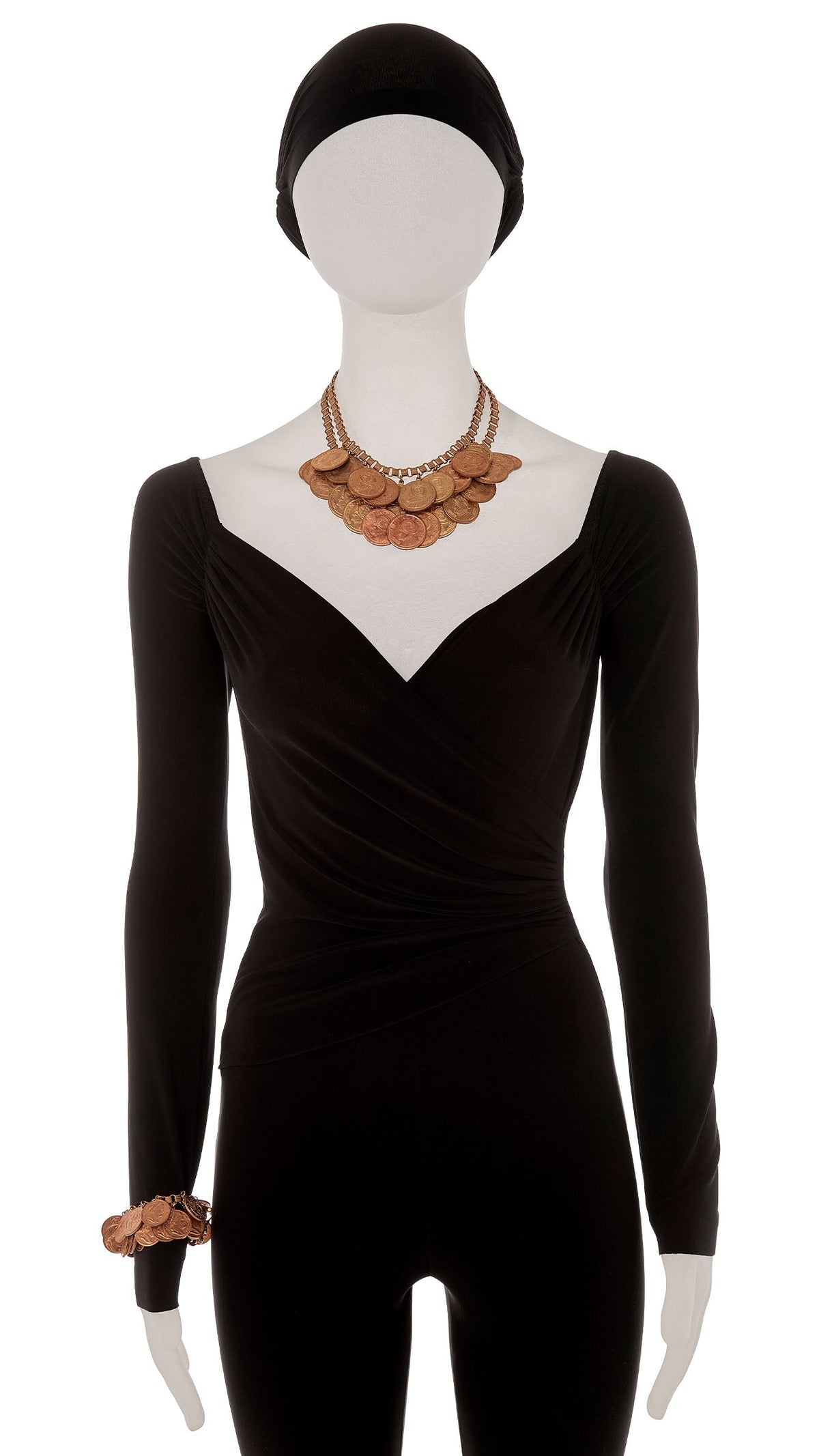 COIN LAYERED NECKLACE AND BRACELET SET Brass | Norma Kamali Women
