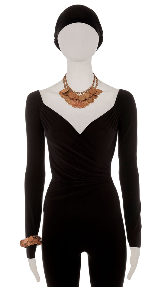 COIN LAYERED NECKLACE AND BRACELET SET Brass | Norma Kamali Women