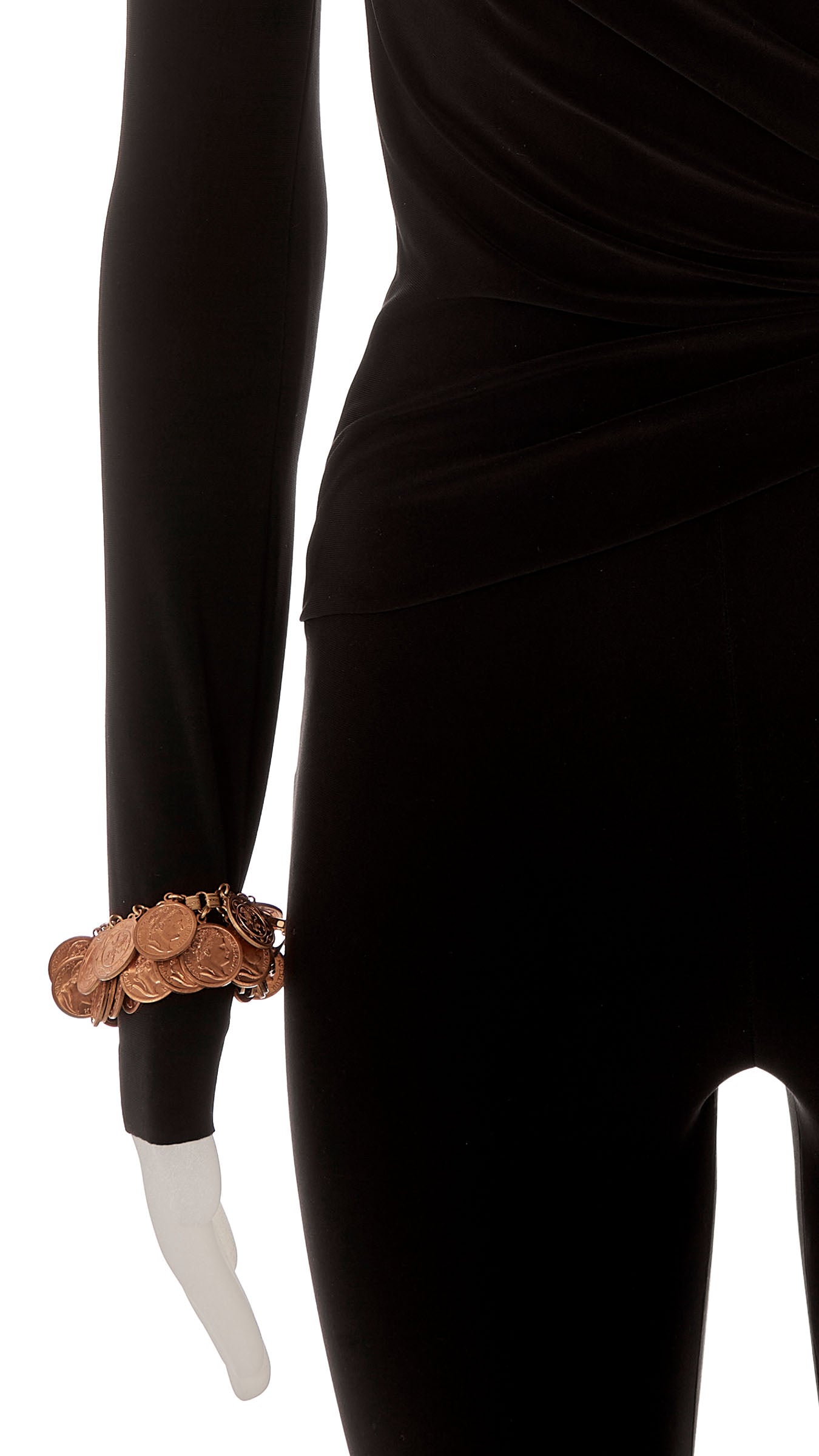 COIN LAYERED NECKLACE AND BRACELET SET Brass | Norma Kamali Women