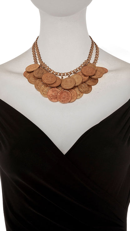 COIN LAYERED NECKLACE AND BRACELET SET Brass | Norma Kamali Women