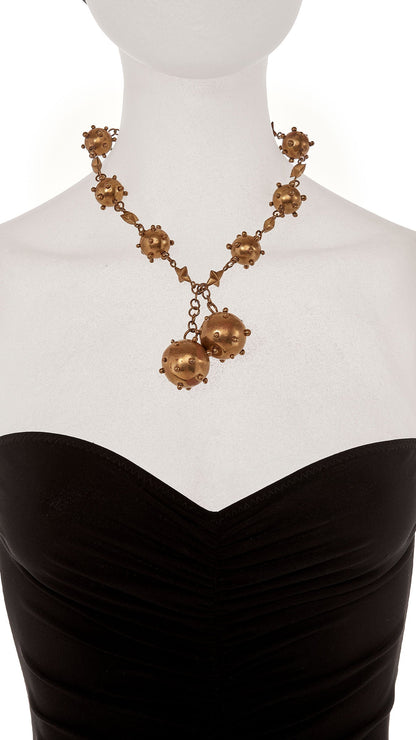 SPIKE NECKLACE AND BOW SPIKE BANGLE Brass | Norma Kamali Women