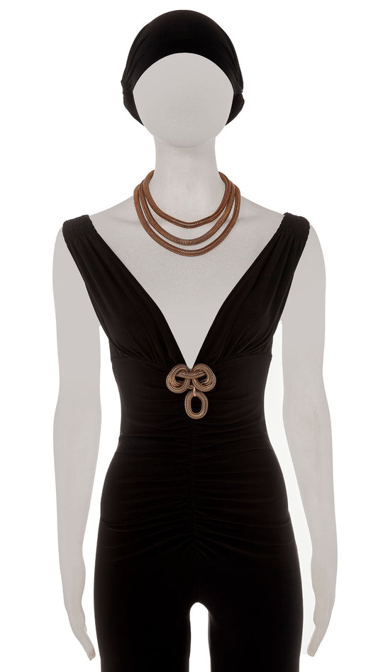 THREE LAYER NECKLACE AND BROOCH Brass | Norma Kamali Women