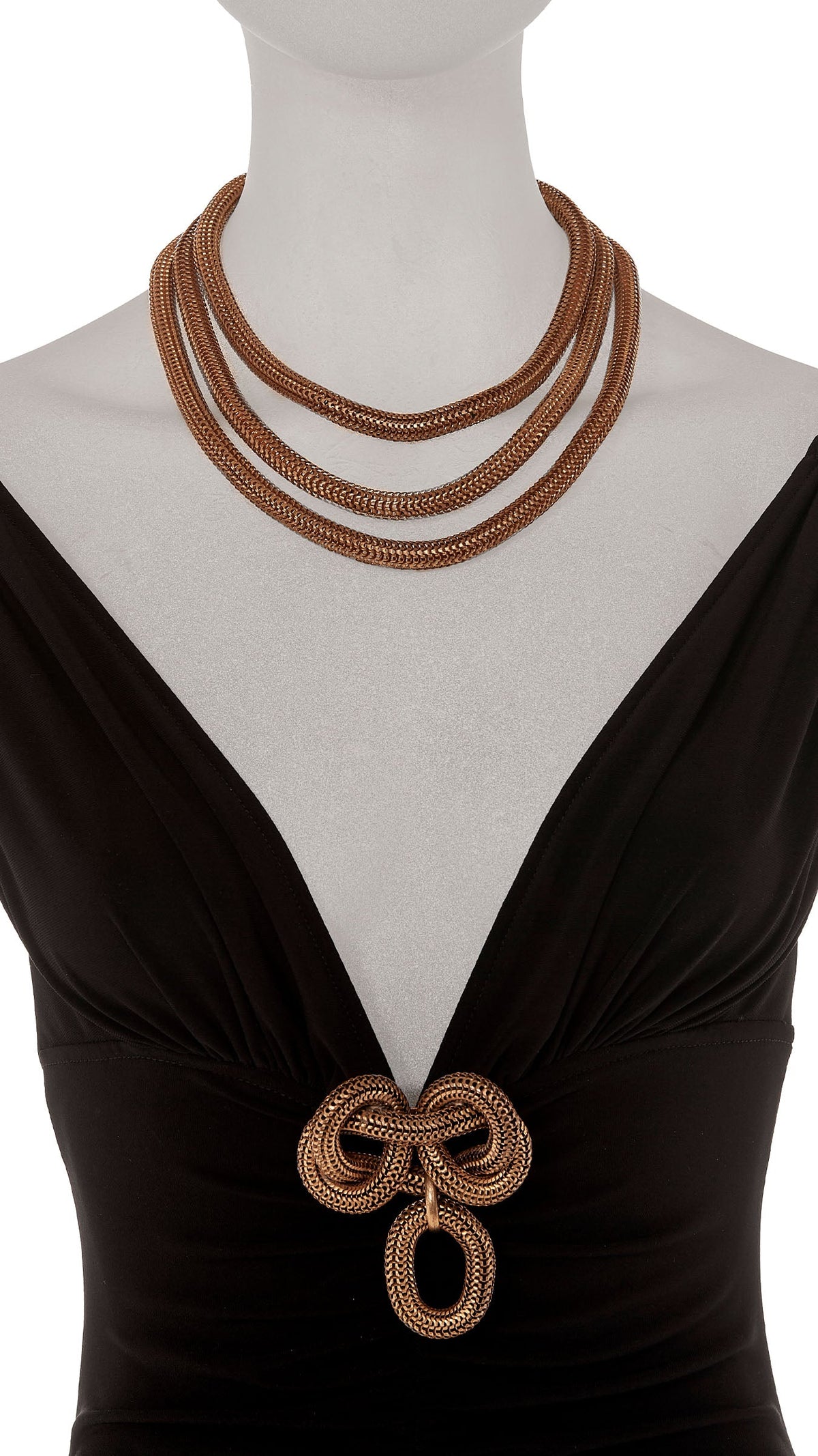 THREE LAYER NECKLACE AND BROOCH Brass | Norma Kamali Women