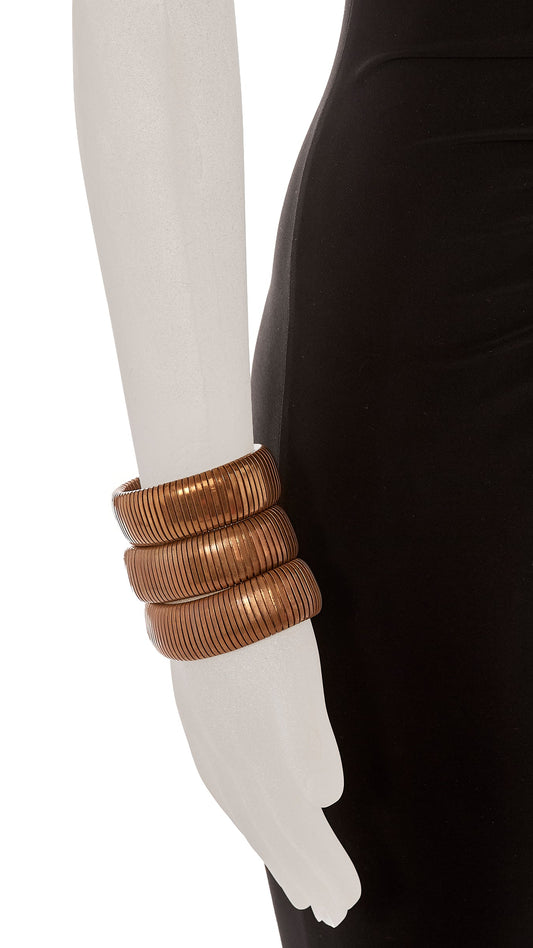 BRASS RIBBED BANGLE SET OF 3 Brass | Norma Kamali Women