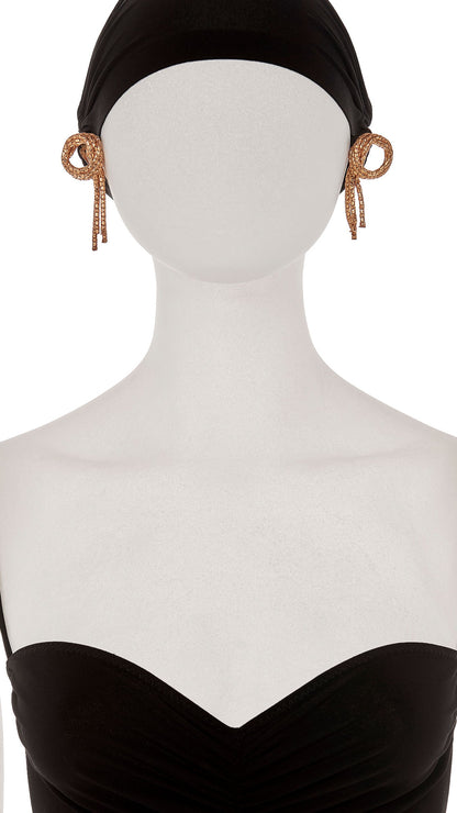 MESH KNOT DROP EARRINGS Gold | Norma Kamali Women