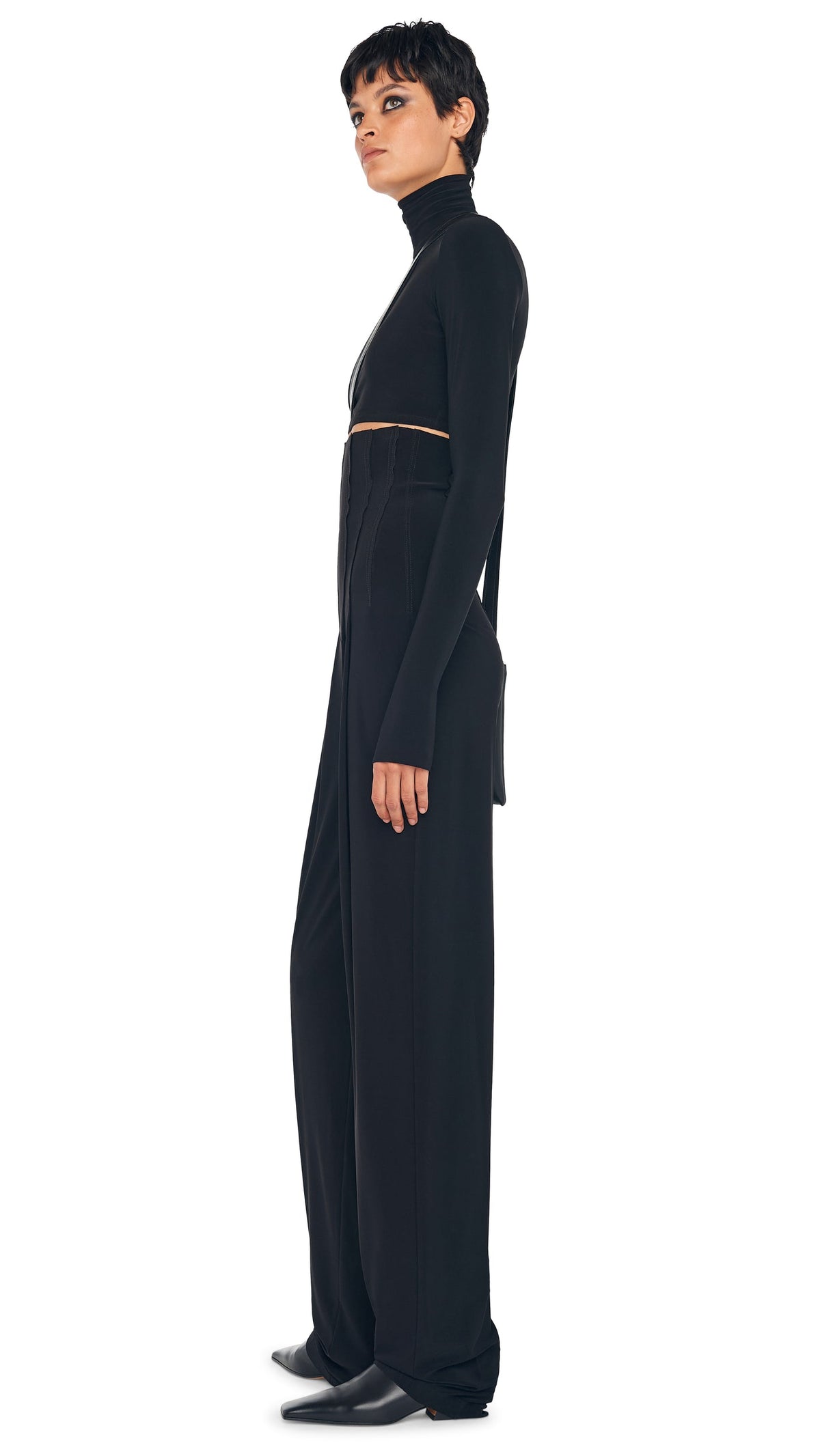 HIGH WAIST TAILORED PLEAT PANT Black | Norma Kamali Women