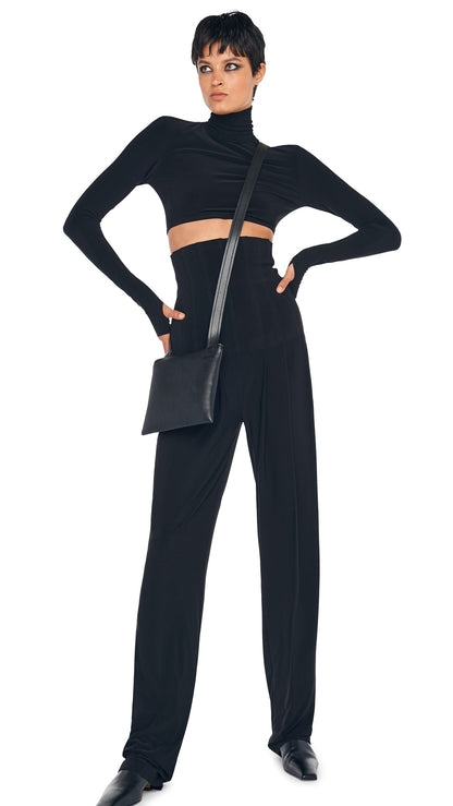 HIGH WAIST TAILORED PLEAT PANT Black | Norma Kamali Women