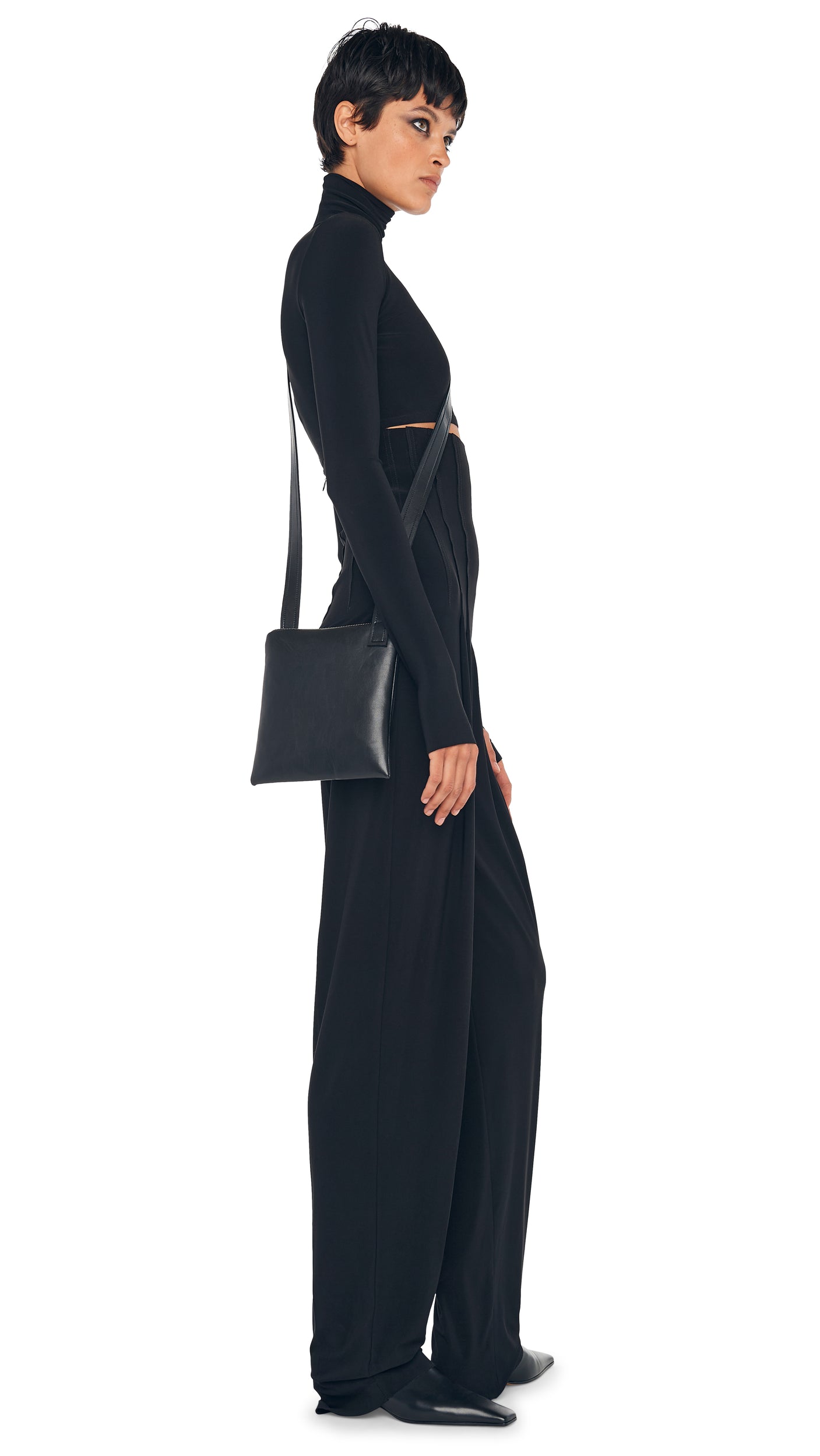 HIGH WAIST TAILORED PLEAT PANT Black | Norma Kamali Women
